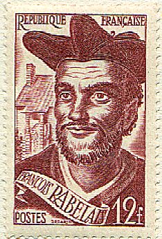 Timbre de La Poste représentant le portrait de Rabelais