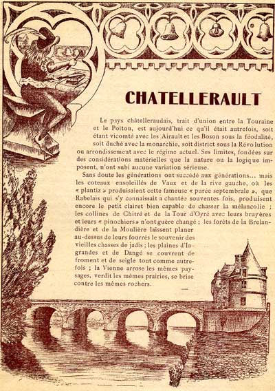 Chtellerault — le Pont Henri IV - gravure sur catalogue exposition de peinture 1931