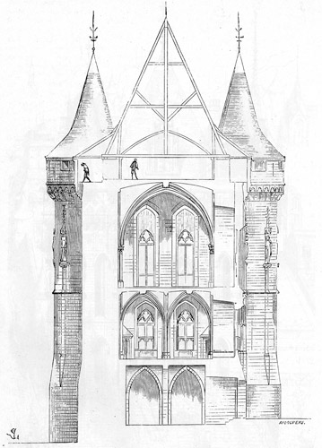 Palais des comtes de Poitiers (France - Vienne) Coupe d'aprs Viollet Le Duc