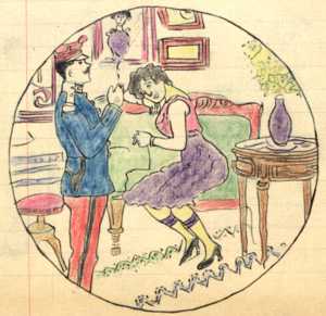 Dessin extrait d'un cahier de chansons vers 1912